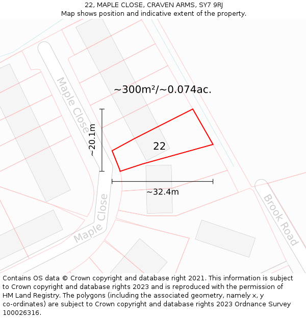 22, MAPLE CLOSE, CRAVEN ARMS, SY7 9RJ: Plot and title map