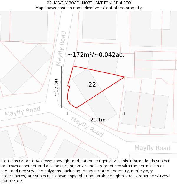 22, MAYFLY ROAD, NORTHAMPTON, NN4 9EQ: Plot and title map