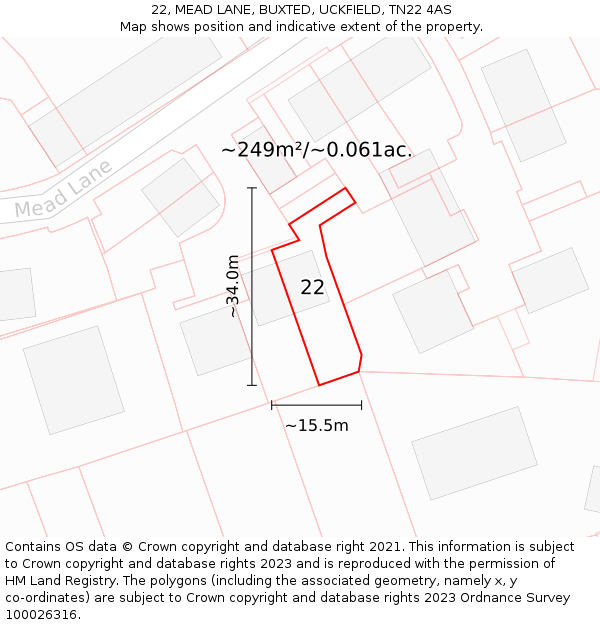22, MEAD LANE, BUXTED, UCKFIELD, TN22 4AS: Plot and title map