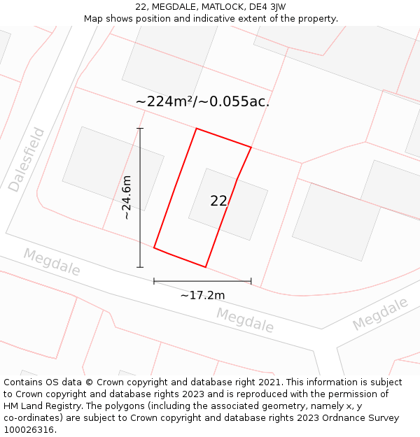22, MEGDALE, MATLOCK, DE4 3JW: Plot and title map