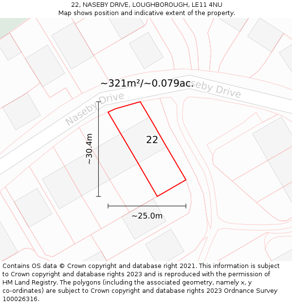 22, NASEBY DRIVE, LOUGHBOROUGH, LE11 4NU: Plot and title map