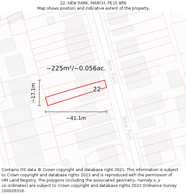 22, NEW PARK, MARCH, PE15 8RS: Plot and title map