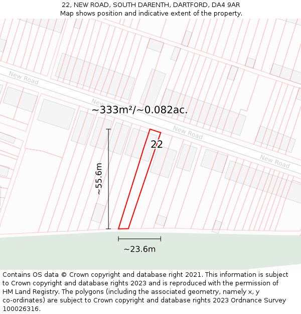 22, NEW ROAD, SOUTH DARENTH, DARTFORD, DA4 9AR: Plot and title map