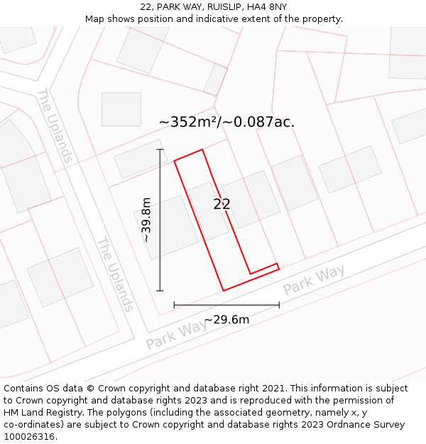 22, PARK WAY, RUISLIP, HA4 8NY: Plot and title map