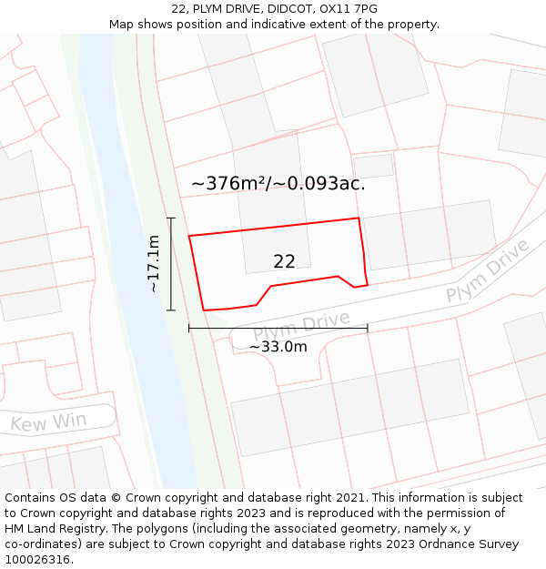 22, PLYM DRIVE, DIDCOT, OX11 7PG: Plot and title map