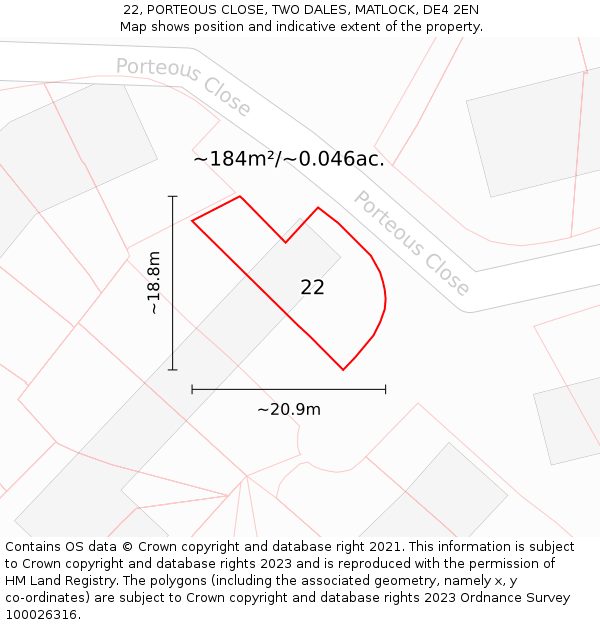 22, PORTEOUS CLOSE, TWO DALES, MATLOCK, DE4 2EN: Plot and title map
