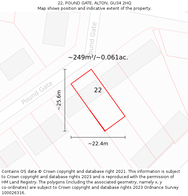 22, POUND GATE, ALTON, GU34 2HQ: Plot and title map