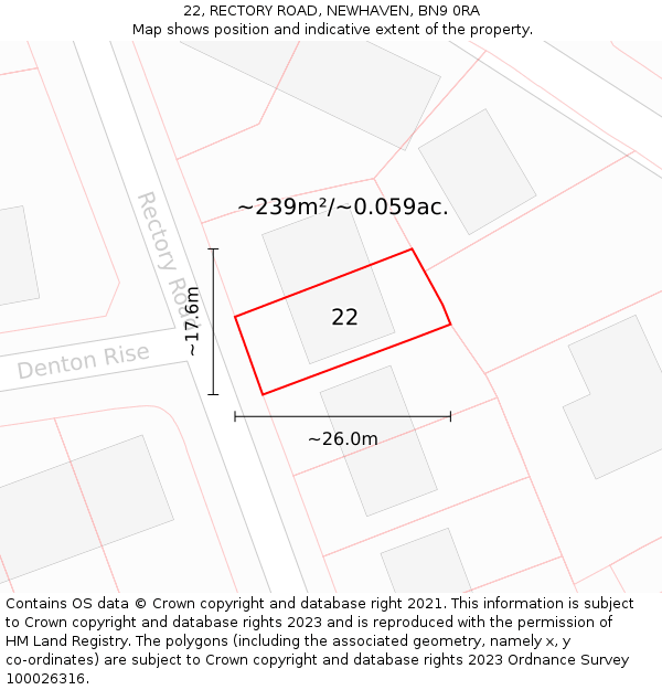 22, RECTORY ROAD, NEWHAVEN, BN9 0RA: Plot and title map