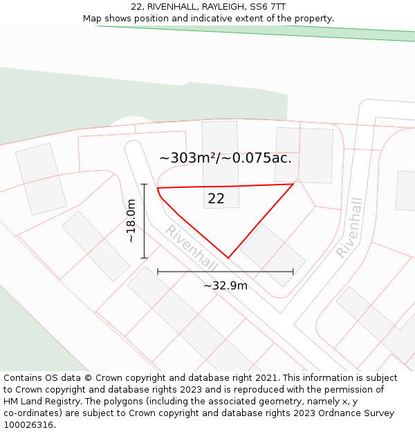 22, RIVENHALL, RAYLEIGH, SS6 7TT: Plot and title map