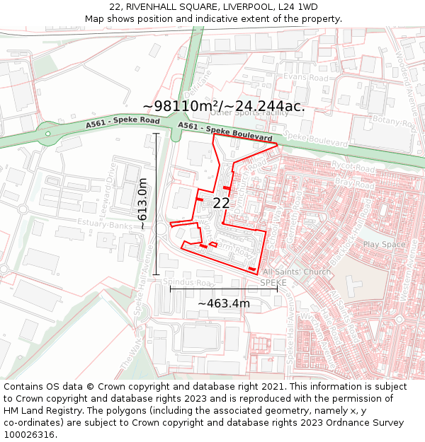 22, RIVENHALL SQUARE, LIVERPOOL, L24 1WD: Plot and title map