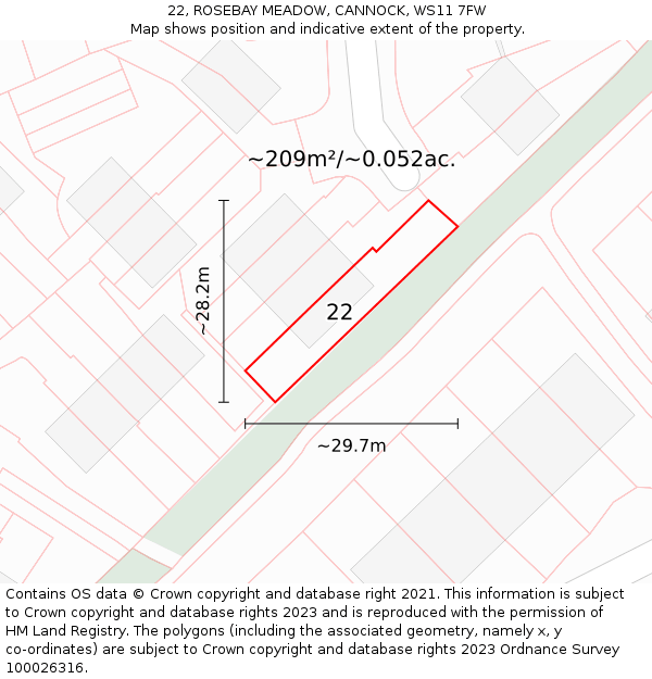 22, ROSEBAY MEADOW, CANNOCK, WS11 7FW: Plot and title map