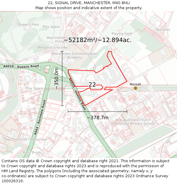 22, SIGNAL DRIVE, MANCHESTER, M40 8NU: Plot and title map