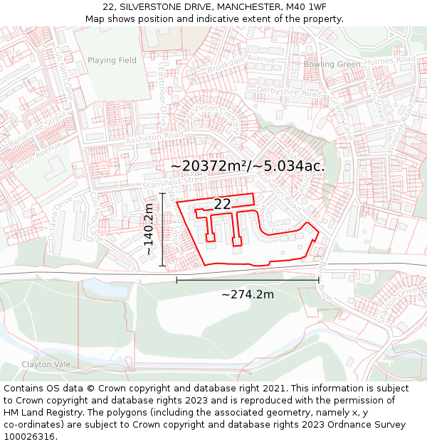 22, SILVERSTONE DRIVE, MANCHESTER, M40 1WF: Plot and title map
