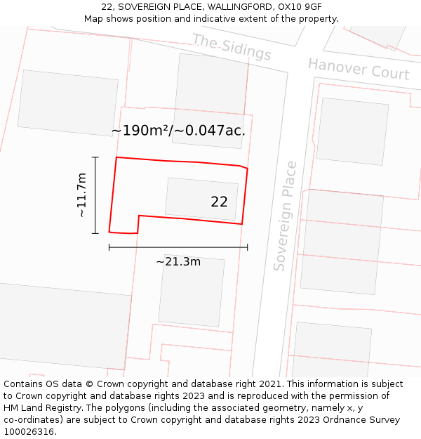 22, SOVEREIGN PLACE, WALLINGFORD, OX10 9GF: Plot and title map