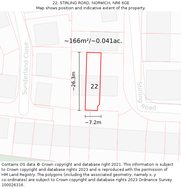 22, STIRLING ROAD, NORWICH, NR6 6GE: Plot and title map