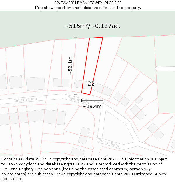 22, TAVERN BARN, FOWEY, PL23 1EF: Plot and title map