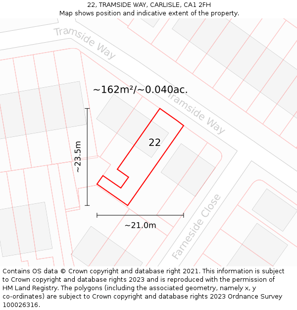 22, TRAMSIDE WAY, CARLISLE, CA1 2FH: Plot and title map
