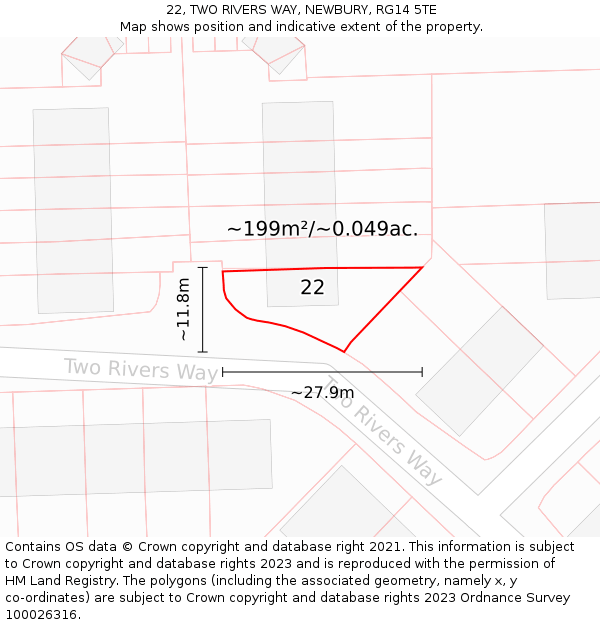 22, TWO RIVERS WAY, NEWBURY, RG14 5TE: Plot and title map