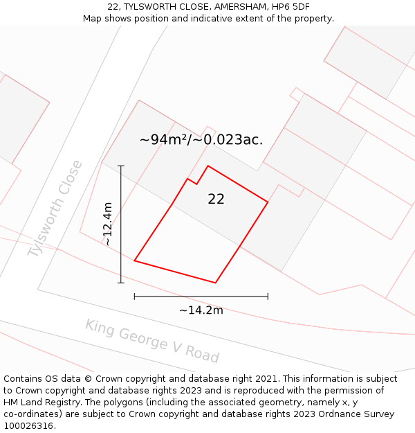 22, TYLSWORTH CLOSE, AMERSHAM, HP6 5DF: Plot and title map