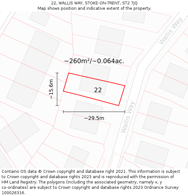 22, WALLIS WAY, STOKE-ON-TRENT, ST2 7JQ: Plot and title map