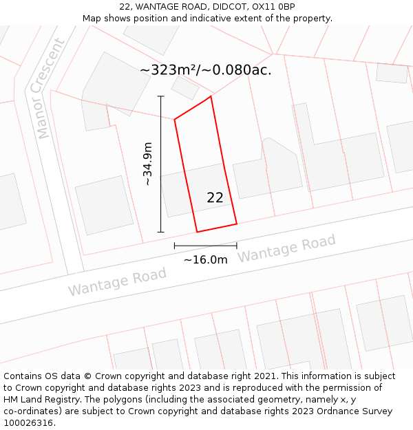 22, WANTAGE ROAD, DIDCOT, OX11 0BP: Plot and title map