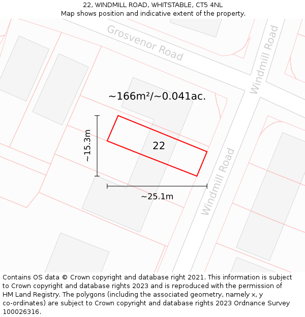 22, WINDMILL ROAD, WHITSTABLE, CT5 4NL: Plot and title map