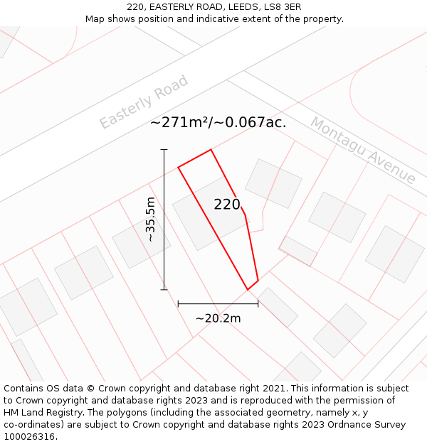 220, EASTERLY ROAD, LEEDS, LS8 3ER: Plot and title map