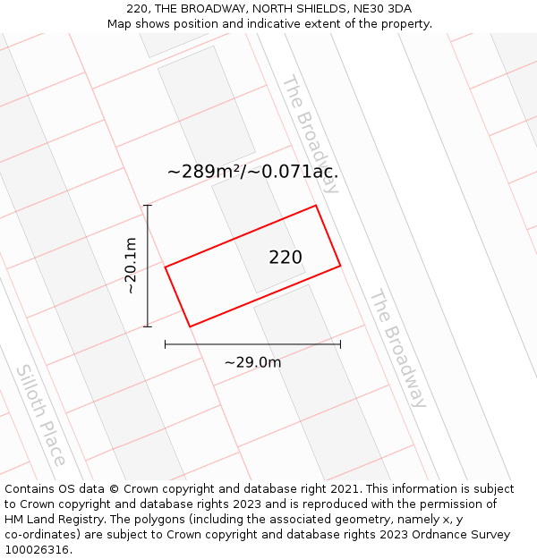 220, THE BROADWAY, NORTH SHIELDS, NE30 3DA: Plot and title map