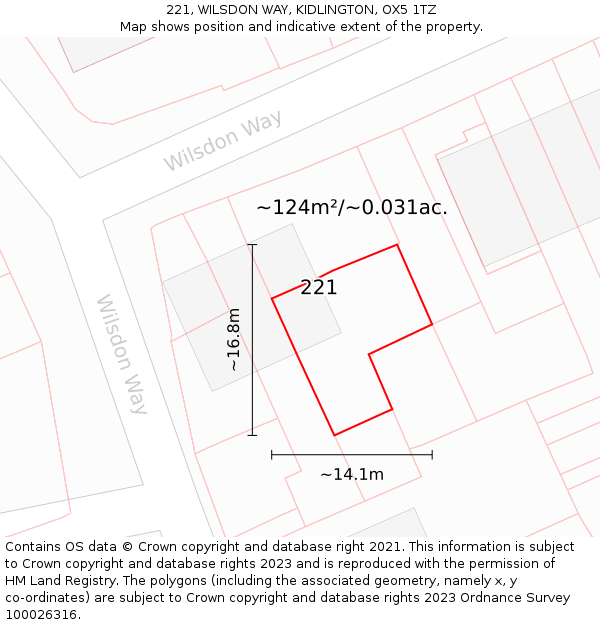 221, WILSDON WAY, KIDLINGTON, OX5 1TZ: Plot and title map