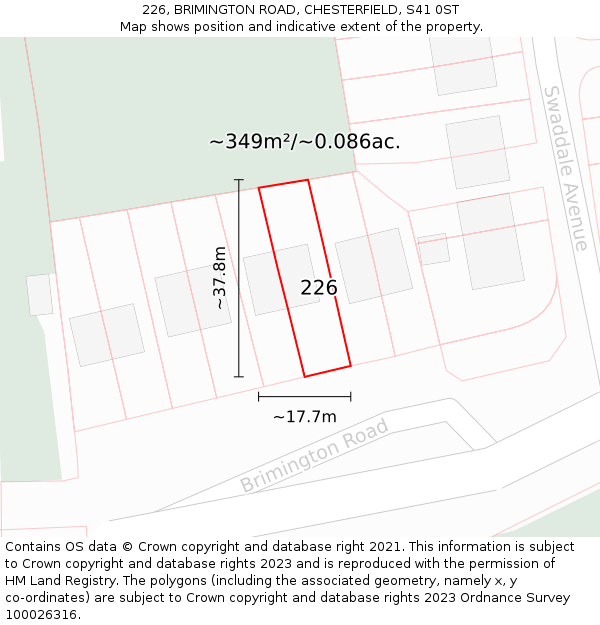 226, BRIMINGTON ROAD, CHESTERFIELD, S41 0ST: Plot and title map