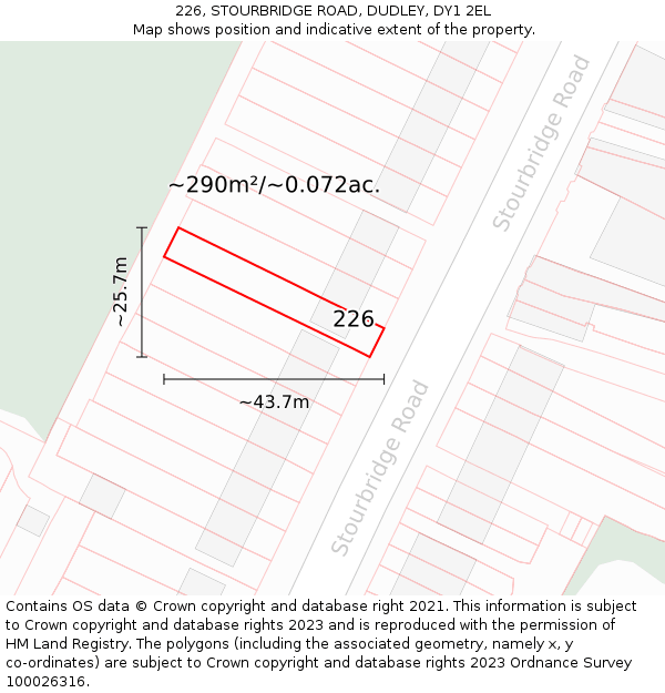 226, STOURBRIDGE ROAD, DUDLEY, DY1 2EL: Plot and title map