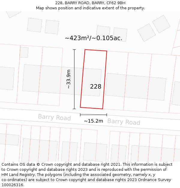 228, BARRY ROAD, BARRY, CF62 9BH: Plot and title map