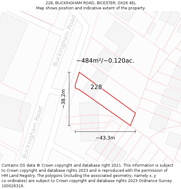 228, BUCKINGHAM ROAD, BICESTER, OX26 4EL: Plot and title map