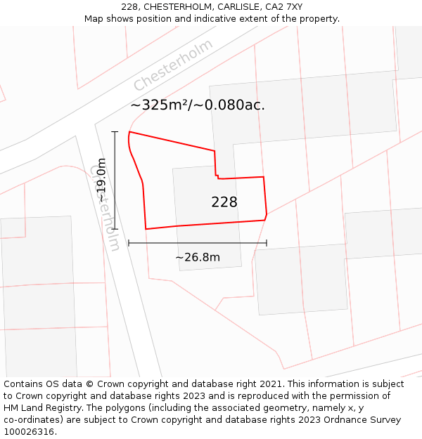 228, CHESTERHOLM, CARLISLE, CA2 7XY: Plot and title map