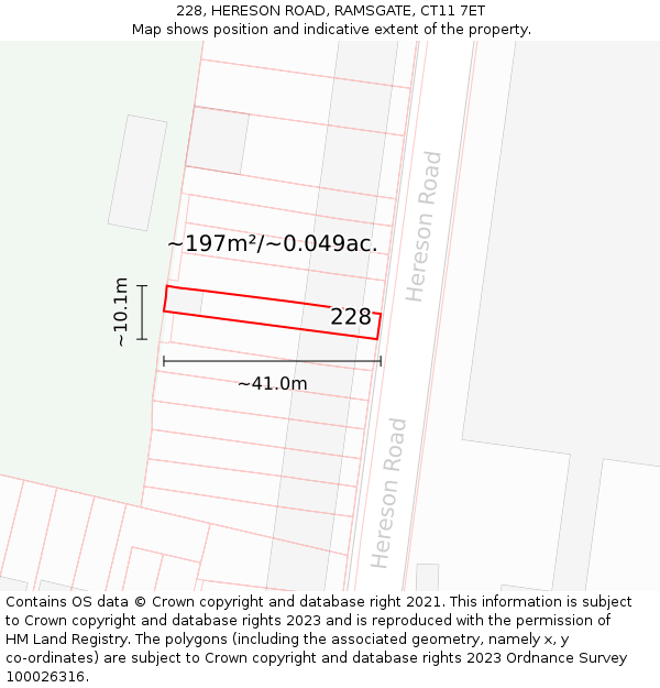 228, HERESON ROAD, RAMSGATE, CT11 7ET: Plot and title map