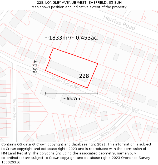 228, LONGLEY AVENUE WEST, SHEFFIELD, S5 8UH: Plot and title map