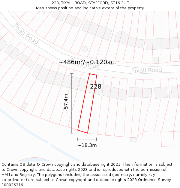 228, TIXALL ROAD, STAFFORD, ST16 3UE: Plot and title map