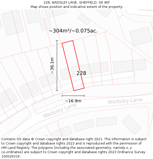 228, WADSLEY LANE, SHEFFIELD, S6 4EF: Plot and title map