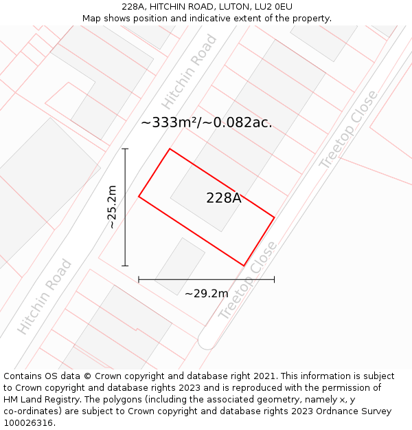 228A, HITCHIN ROAD, LUTON, LU2 0EU: Plot and title map