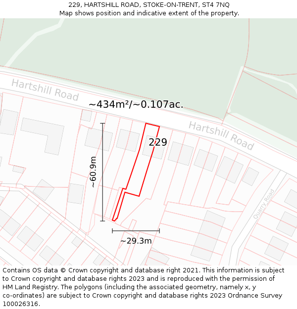 229, HARTSHILL ROAD, STOKE-ON-TRENT, ST4 7NQ: Plot and title map