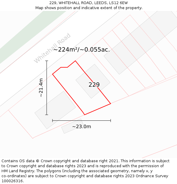 229, WHITEHALL ROAD, LEEDS, LS12 6EW: Plot and title map