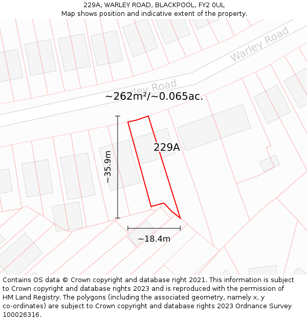 229A, WARLEY ROAD, BLACKPOOL, FY2 0UL: Plot and title map