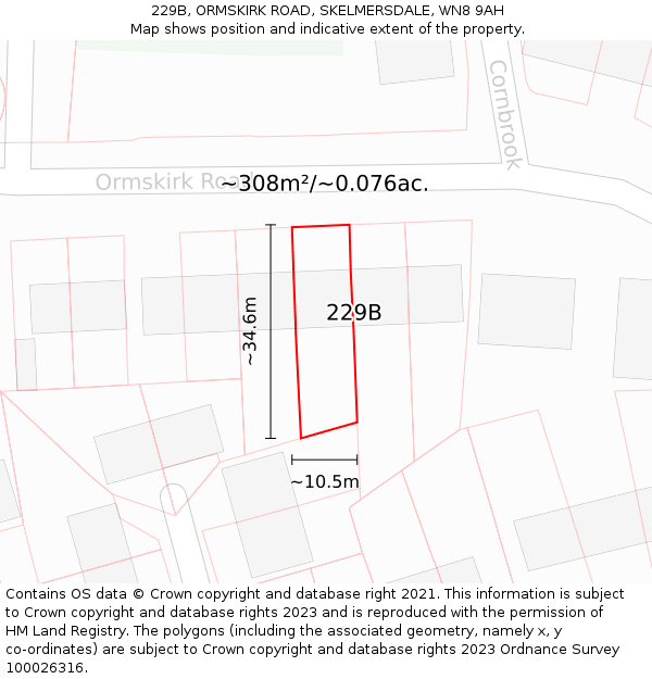 229B, ORMSKIRK ROAD, SKELMERSDALE, WN8 9AH: Plot and title map