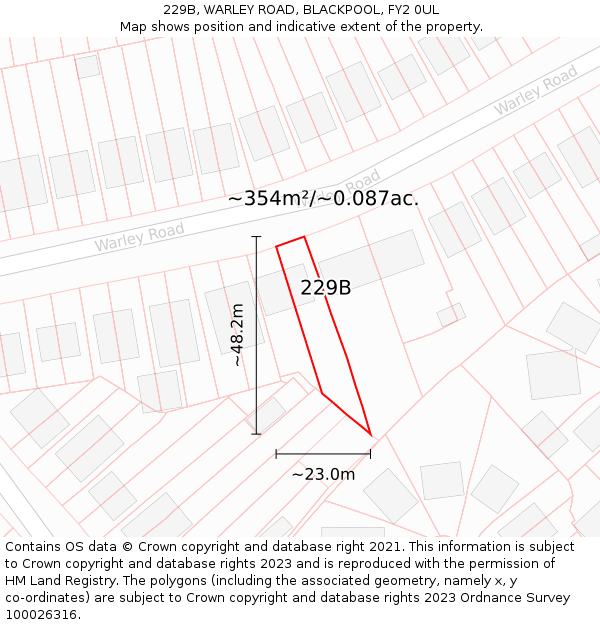 229B, WARLEY ROAD, BLACKPOOL, FY2 0UL: Plot and title map