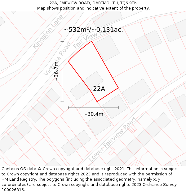 22A, FAIRVIEW ROAD, DARTMOUTH, TQ6 9EN: Plot and title map