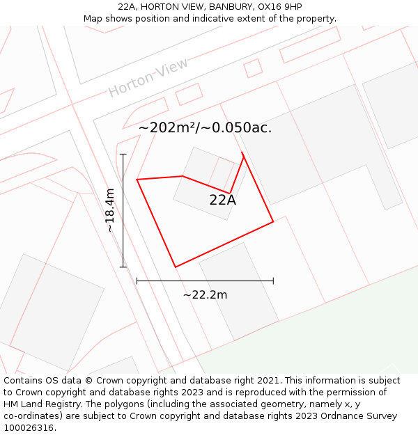 22A, HORTON VIEW, BANBURY, OX16 9HP: Plot and title map