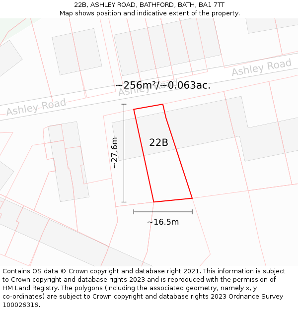 22B, ASHLEY ROAD, BATHFORD, BATH, BA1 7TT: Plot and title map