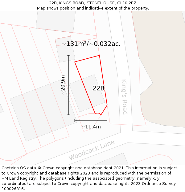 22B, KINGS ROAD, STONEHOUSE, GL10 2EZ: Plot and title map