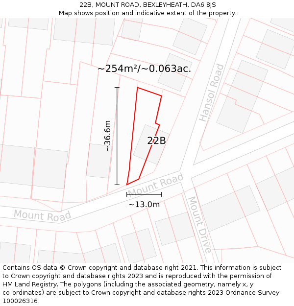 22B, MOUNT ROAD, BEXLEYHEATH, DA6 8JS: Plot and title map