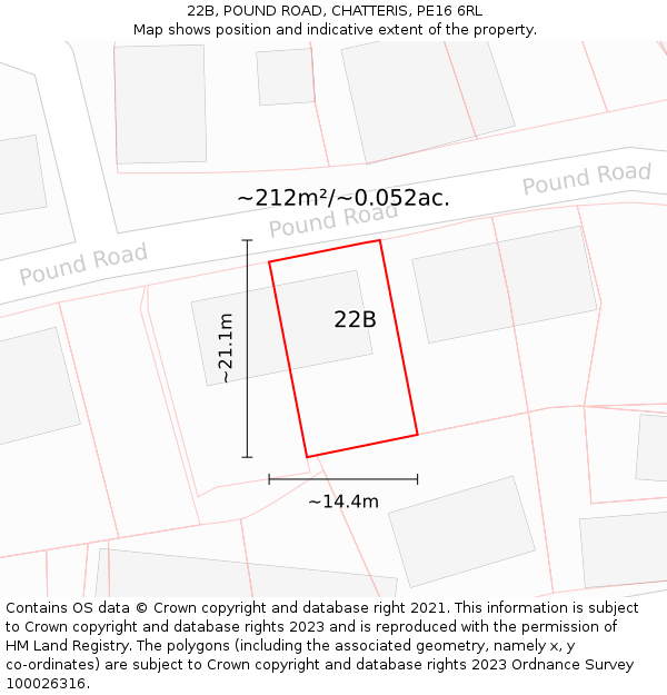 22B, POUND ROAD, CHATTERIS, PE16 6RL: Plot and title map
